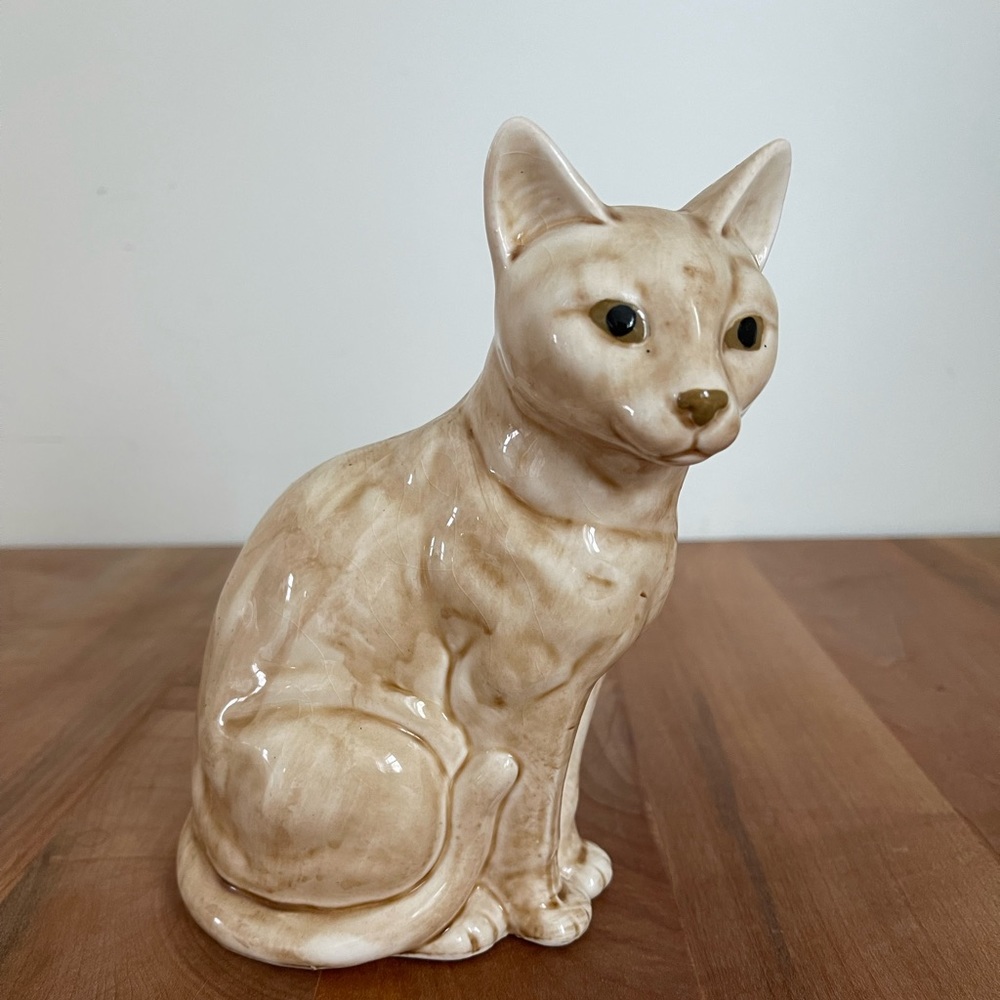 Vintage Ceramic Cat Figurine Statue 7” Norleans Made in Japan